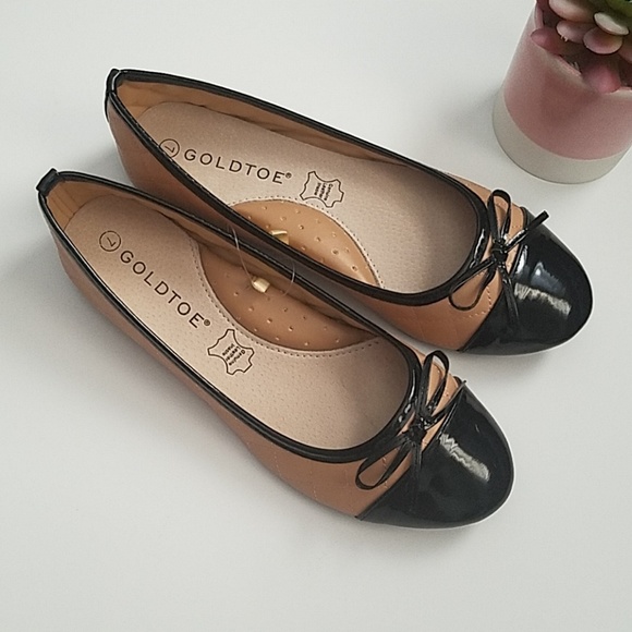 Flat Black Bow-Tie Camel Shoes - Picture 5 of 8